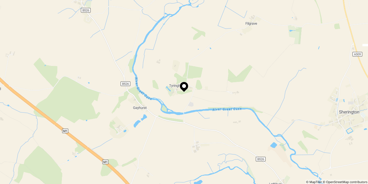 Approximate location of Garden Lane, Tyringham, Newport Pagnell, MK16 9ED