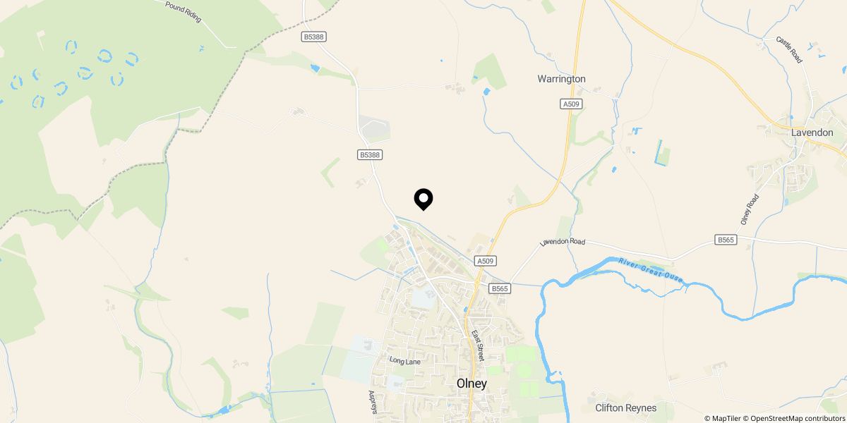 Approximate location of Swallow Close, Olney, Buckinghamshire, MK46 5FT