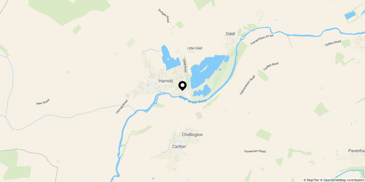 Approximate location of Hall Close, Harrold, Bedford, MK43 7DU